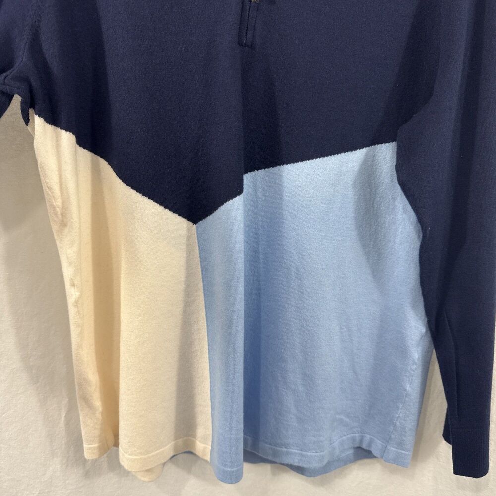 Chicos Zenergy Luxe Blue Colorblock Mock Neck 1/4 Zip Sweater Womens Sz L - Picture 9 of 11